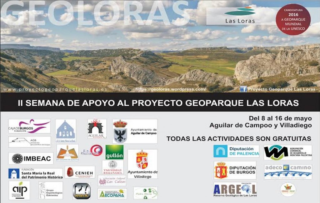 Portada díptico de las actividades de la II Semana de Apoyo al Proyecto Geoparque Las Loras