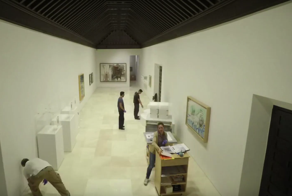 Montaje nueva exposición Picasso Museo Málaga.